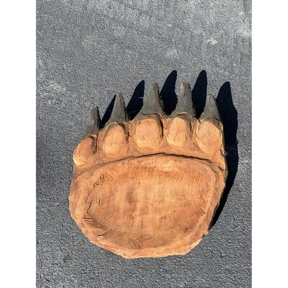 Hand Carved Wooden Bear Paw Cabin Decor Rustic Wall Art - Picture 1 of 6